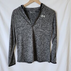Under Armour Heat Gear Women's Black White Hooded Loose Pullover Small